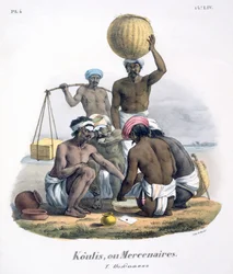 Trabajadores compartiendo arroz, 1827-35